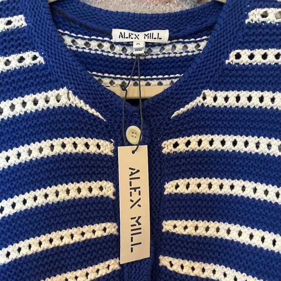 Alex Mill | Hailey Cardigan WT | Blue & White | Medium - Picture 4 of 12
